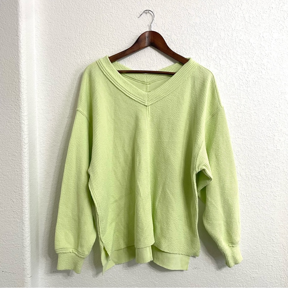 Aerie Light Green V-Neck Sweatshirt